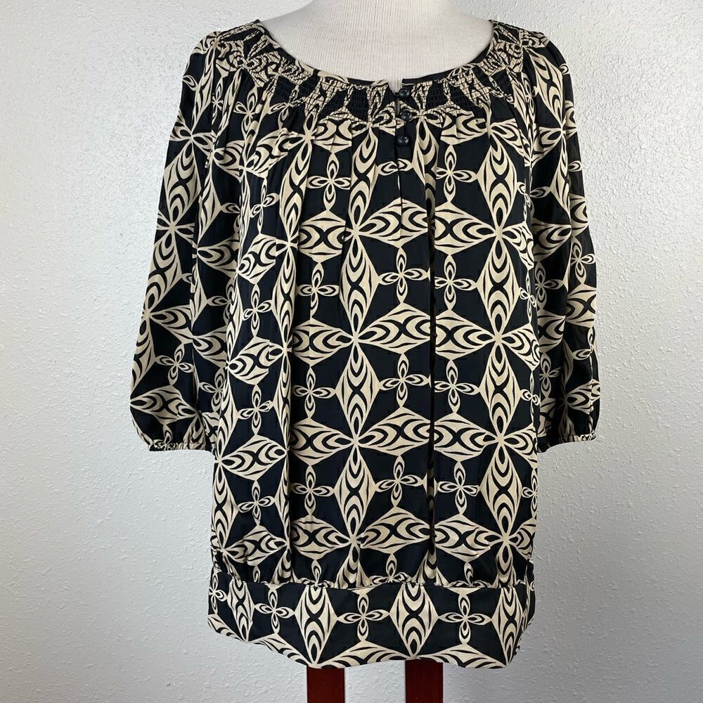 Anne Klein Silk Three Quarter Sleeve Blouse Top Size M EUC